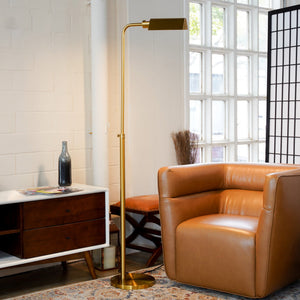English Elm Ashcroft Furniture - Minimalist Floor Lamp - Slim Sculptural Lighting For Modern Living Rooms & Bedrooms With Gold Shade B183P315092