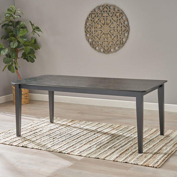 English Elm Christopher Knight Home® - DINING Rustic Farmhouse Slatted Top Table with Solid Rubberwood Construction and Tapered Square Legs Black 65643.00BLK