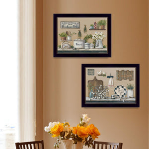 English Elm "farmhouse Kitchen" Pam Britton 2-piece Framed Canvas Art Set with Black Wood Frame B06788338