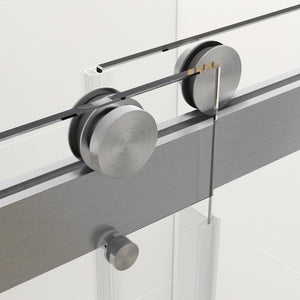 English Elm 56-60 in Frameless Bypass Tub Shower Door Soft Close Tempered Glass Brushed Nickel W1920P385329