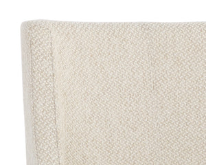 Sunpan Dionne Dining Chair - Modern Elegance with Textured Fabric and Antique Brass Stainless Steel Legs Monument Oatmeal