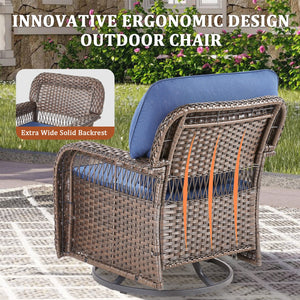 English Elm Outdoor Wicker Swivel Glider Chair Set Patio Rocker with Plush T Back Cushions T3773P418419