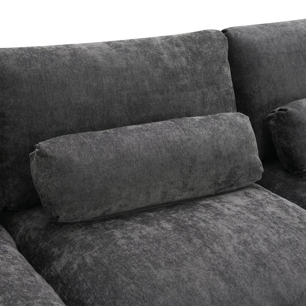 English Elm [video]86.5'' Chenille U-shaped Sectional with Dual Ottomans and Storage Pockets for Living Rooms Dark Gray N723S7723E