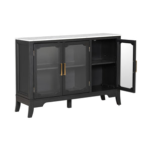 English Elm Christopher Knight Home® - Storage Cabinet - Stylish 3-Door Organizer For Entryway & Dining Room | Black & White Finish, Large Space N780P330602B