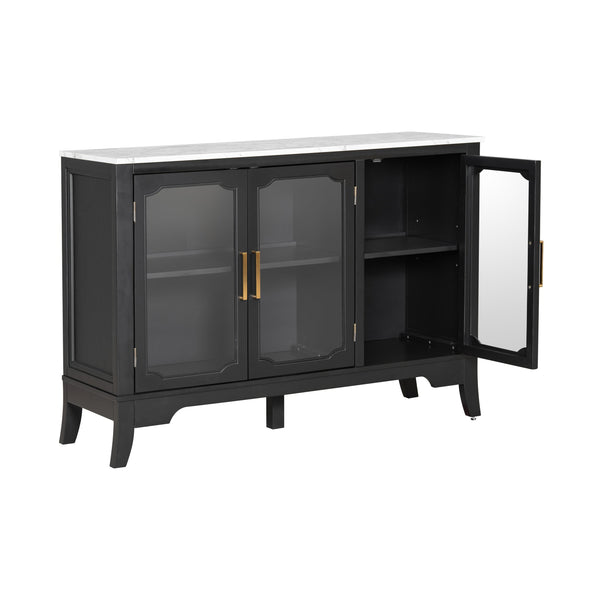 English Elm Christopher Knight Home® - Storage Cabinet - Stylish 3-Door Organizer For Entryway & Dining Room | Black & White Finish, Large Space N780P330602B
