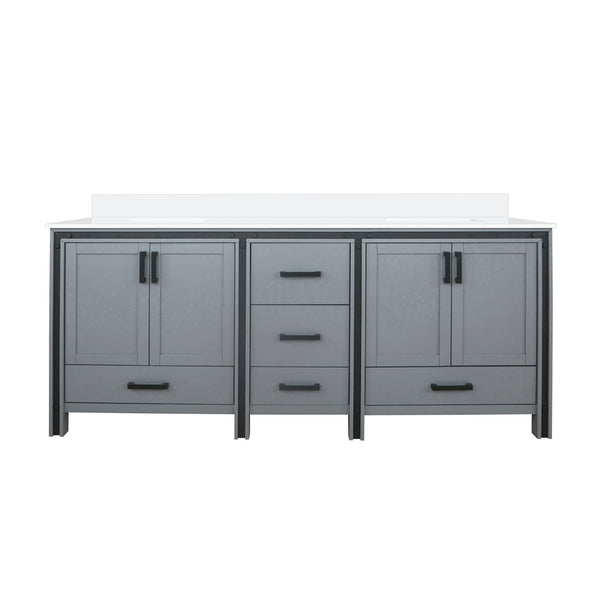 English Elm Dark Grey Double Bath Vanity 80" W X 22" D With Elegant White Quartz Top For Stylish Storage Solutions B2731P260649