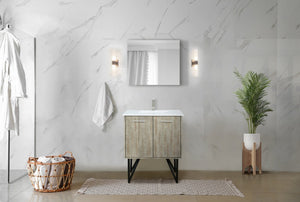 English Elm Rustic Acacia Bath Vanity 30" W X 20" D With White Quartz Top & Brushed Nickel Faucet For Charm B2731P259599-GIGA