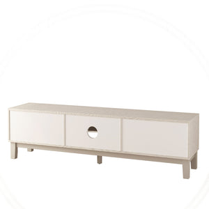 English Elm Modern Mid-Century Media Console with 4 Drawers and Concealed Cable Management, Stylish TV Stand Up to 75" White W757P305595