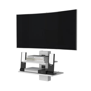 English Elm Minot Modern Floating Shelf Dual-Tier Wall Unit with Cable Management Covers, White MDF Finish B128P176177