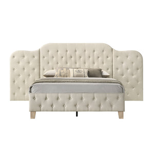 English Elm Contemporary Beige Upholstered Queen Bed With Oversized Button-Tufted Headboard And Panels B2741S00707