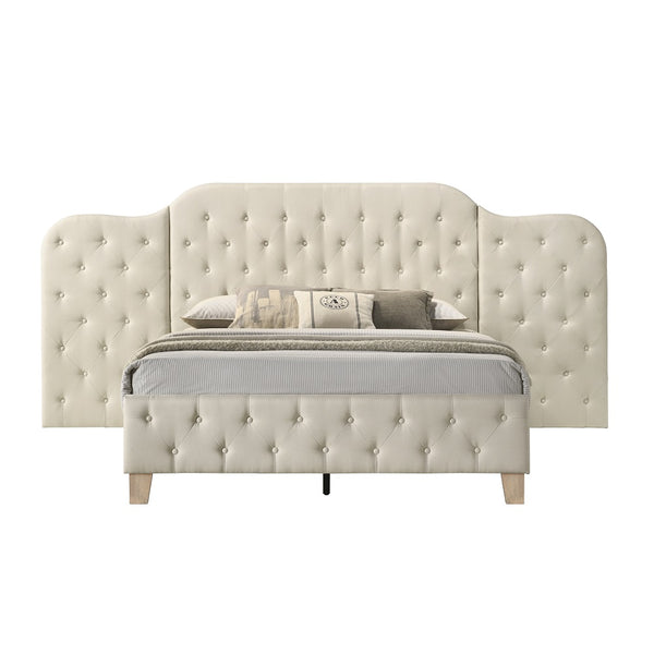 English Elm Contemporary Beige Upholstered Queen Bed With Oversized Button-Tufted Headboard And Panels B2741S00707
