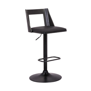 English Elm Milan Swivel Adjustable Faux Leather Barstool with Wood Accents for Kitchen Island B2736P464863