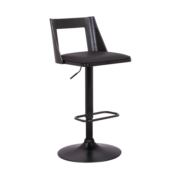 English Elm Milan Swivel Adjustable Faux Leather Barstool with Wood Accents for Kitchen Island B2736P464863