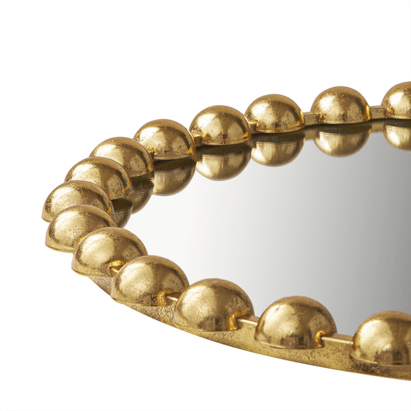 JLA Home Madison Park Signature - 27" Decorative Round Wall Mirror with Beaded Metal Frame, Antique Finish, HD Glass, Ready to Hang Gold MPS95F-0034