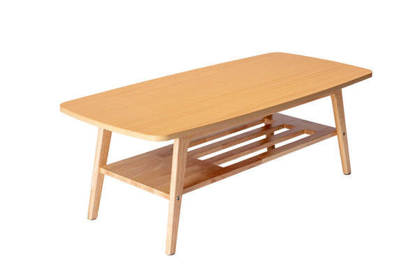 English Elm Nilda Two-tone Oak Coffee Table with Walnut Top and Dual Open Storage Shelves Natural B2749P413293
