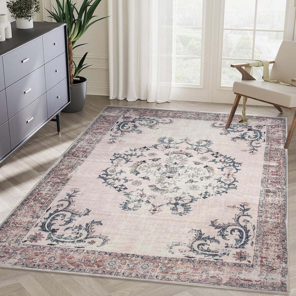 English Elm Vintage Bohemian 5x7 Washable Rug - Non-Slip, Non-Shedding Persian Design for Living Room, Bedroom, Dining W2907P265038