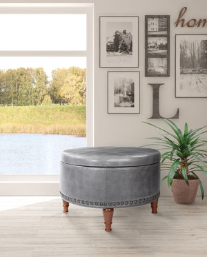OSP Home Furnishings Alloway Storage Ottoman Pewter