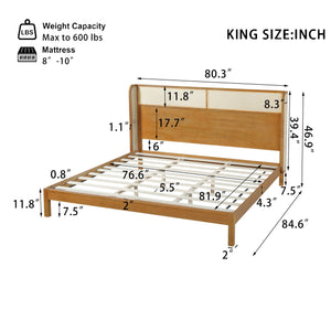 English Elm Christopher Knight Home® - Premium Rubber Wood King Bed Frame With Headboard - Stylish Mid Century Modern Design For Comfort N770P290471N_N770P290482N