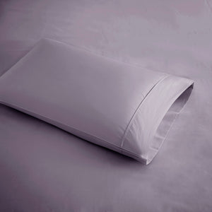 English Elm 4-piece Queen Sateen Cotton Blend Sheet Set for Cool Breathable Sleep Year Round Purple B035P437450
