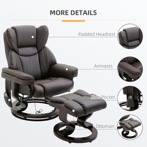 English Elm HOMCOM Faux Leather Massage Recliner with Ottoman, 10-Zone Vibration, 360° Swivel, Remote Control W2225P173859