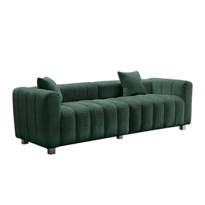 English Elm Multi-Position Sofa Modular Green with Ergonomic Cushions, Space-Saving Teddy Fabric, Durable Wood Frame W2795S00006