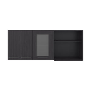 English Elm Hasselt Wall Mounted Kitchen Cabinet with Microwave Shelf Dish Rack and Pantry Storage B070S00414
