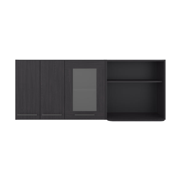 English Elm Hasselt Wall Mounted Kitchen Cabinet with Microwave Shelf Dish Rack and Pantry Storage B070S00414