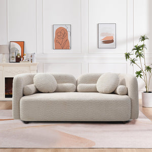 English Elm 2+1, Japandi Boucle Cloud Sofa with Wood Legs for Compact Living Spaces W2664S00084