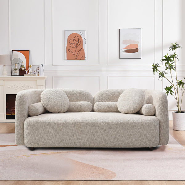 English Elm 2+1, Japandi Boucle Cloud Sofa with Wood Legs for Compact Living Spaces W2664S00083