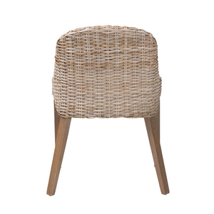 English Elm Mid-century Woven Rattan Dining Chair with Circular Back and Black Lacquered Legs B2750P467745