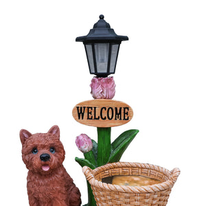 English Elm Labrador Solar Garden Statue with Led Glow and Built-in Succulent Planter Basin W5398P464248