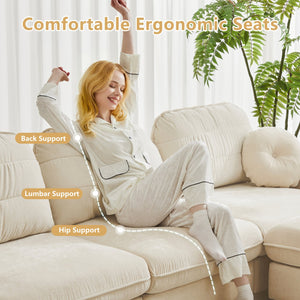 English Elm Chenille Cloud Loveseat with Quilted Back Pillows Deep Seat Comfort for Living Room W714S01749