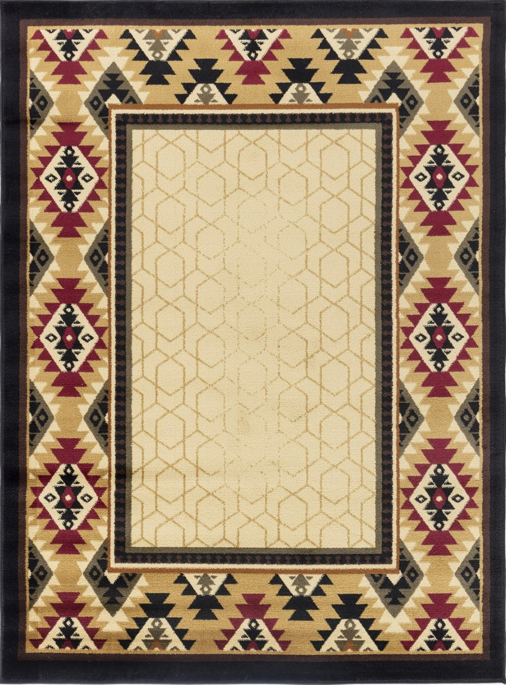 English Elm Tribes Cream Southwest Area Rug 7'10" X 10'3" - Durable, Stain-Resistant, Kid & Pet Friendly Design B186P181004-GIGA