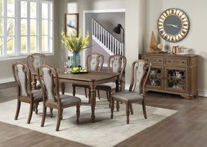 English Elm Transitional Two-tone Rectangular Dining Table Seats Six with Carved Leg Detail Oak B011P222857