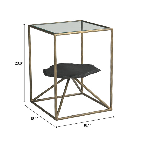 Zuo Modern Ranol Side Table In Brass Finish - Elegant Glass & Marble Design For Modern Living Spaces Brass Glass,Natural Marble,Iron 110601-zuo-modern