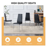 English Elm Checkered Armless High Back Dining Chair, 4-Piece Set, Black Chair and Electroplated Metal Legs, Office Chair. Suitable For Restaurants, Living Rooms, Kitchens, and Offices.W115162605 0924