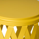 Christopher Knight Home® - Noble House - Selen Outdoor 12 Inch Diameter Matte Yellow Iron Side Table