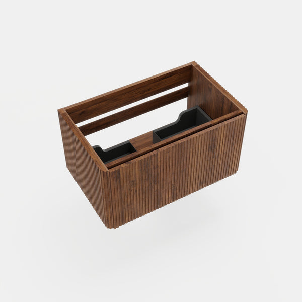 English Elm Etna Floating Wall Mounted Bathroom Vanity with Push Open Drawer and Wood Grain Finish Walnut W1865P327889