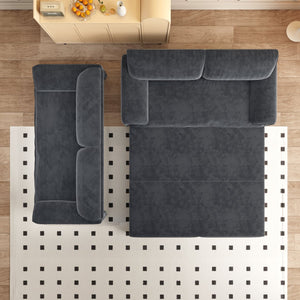 English Elm 66" Queen Sleeper Loveseat Velvet Convertible Sofa with Built-in Side Storage for Living Room Grey W1885S00324