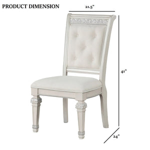 English Elm Traditional Elegant 2pc Arm Chair Set with Upholstered Seats, Ornate Corbels, Solid Rubberwood Finish Ivory 44 L x 23 W x 17 H B2741P407592