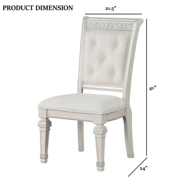 English Elm Traditional Elegant 2pc Arm Chair Set with Upholstered Seats, Ornate Corbels, Solid Rubberwood Finish Ivory 44 L x 23 W x 17 H B2741P407592