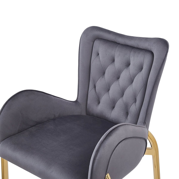 English Elm Christopher Knight Home® - 28.75inch Velvet Counter Height Stool Set of 2 with Tufted Back, Gold Frame & Foam Comfort, 265lb Gray N762P199823E