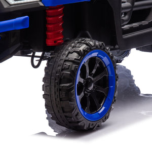 English Elm 24v Two Seat Kids Electric Dump Truck Six Wheel 4wd Utv with Parental Remote Blue W1578P268993