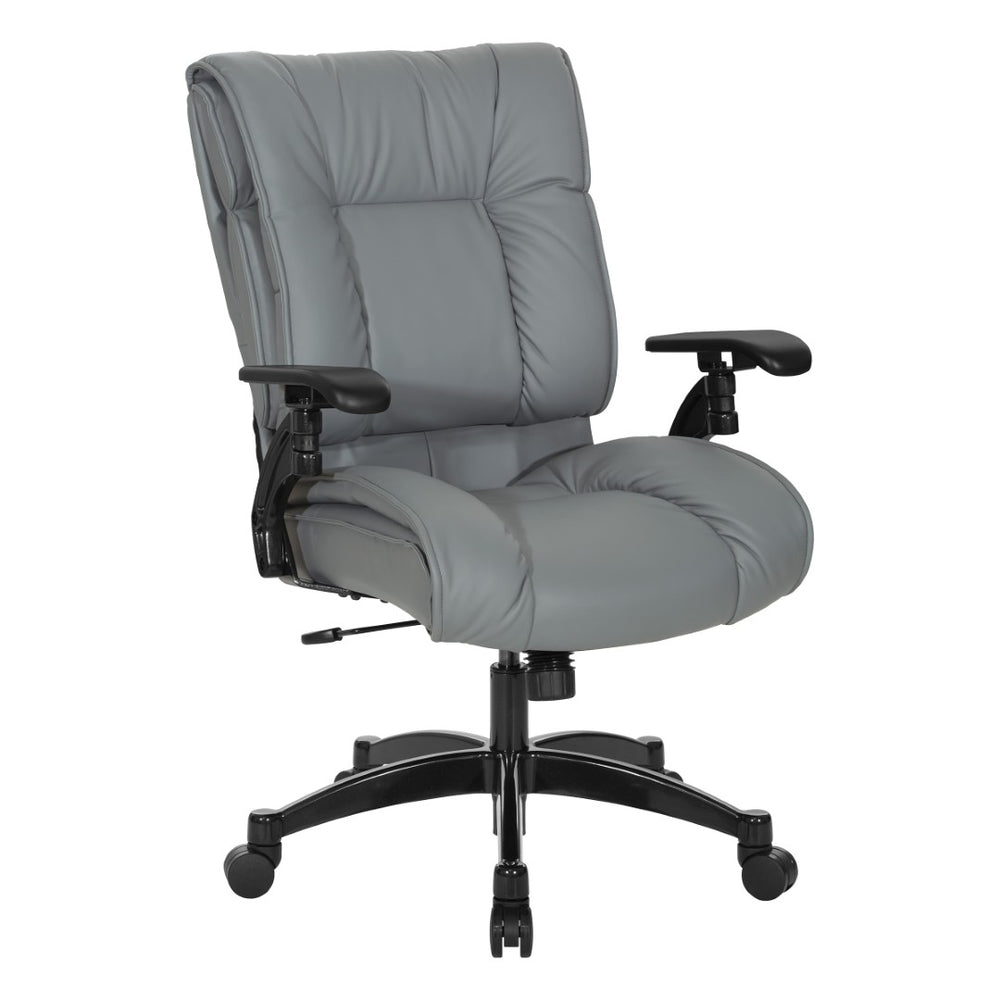 OSP Home Furnishings Leather Executive Conference Chair with Lumbar Support Pillow Top Ergonomic Seating 9333E-EC42