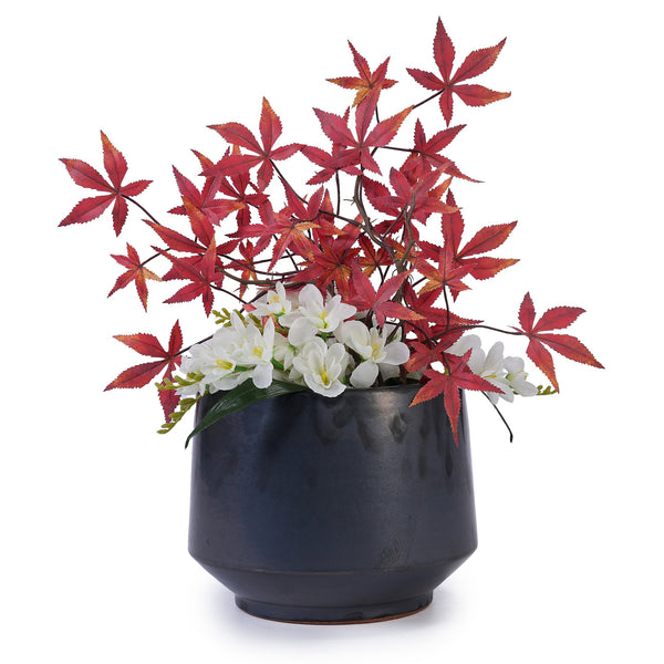 English Elm 3 Pieces Ceramic Flowerpot Set - Handcrafted Antique Gray Planters For Gardens, Patios & Windowsills W3273P321502