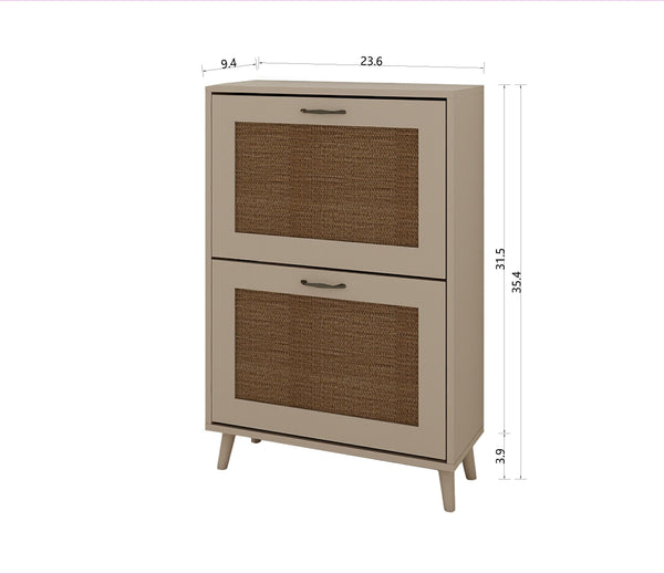 English Elm 2-Tier Shoe Rack Antique Grey - Stable Engineered Wood Entryway Organizer, Open Design Holds 12 Pairs, Space-Saving Durable Storage Solution W2139P306372