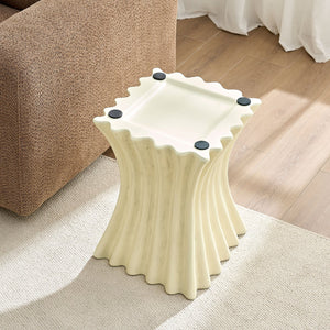 English Elm 15.16 Inch Fiberglass Side Table Distressed Vintage Accent for Living Room or Apartment W876P408752