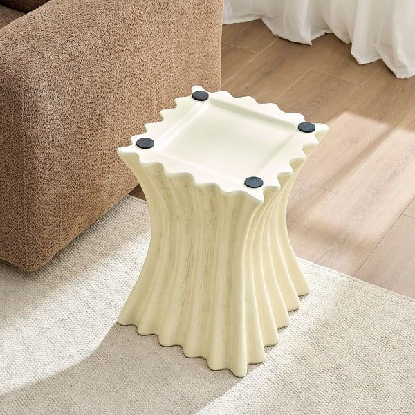 English Elm 15.16 Inch Fiberglass Side Table Distressed Vintage Accent for Living Room or Apartment W876P408752