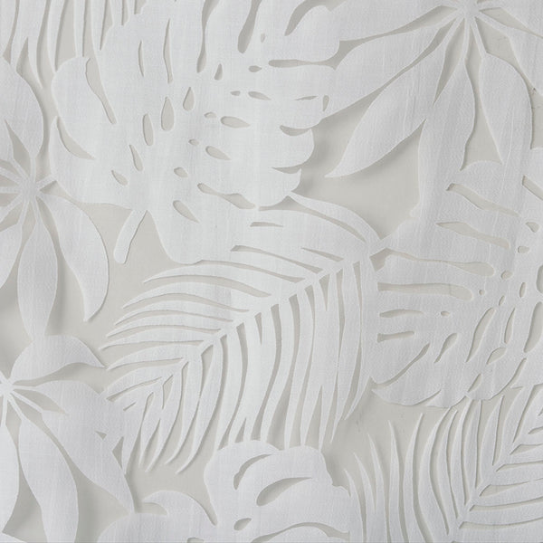 JLA Home Madison Park - Palm Palm Leaf Burnout Window Sheer Curtain with OEKO‑TEX Safety, Antique Silver Grommets & Coastal Flair MP40-4380