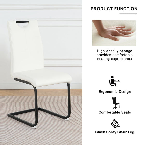 English Elm Modern White Pu Leather Dining Chairs with Black Metal Legs Ergonomic Set of 2 White Pu W210P199101